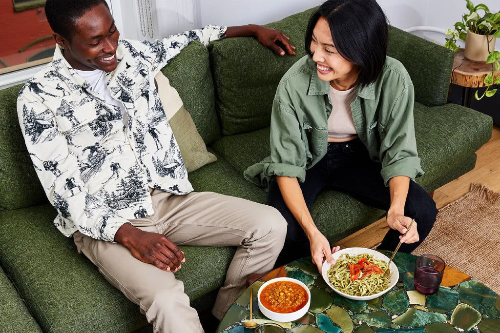 Two people enjoying a meal